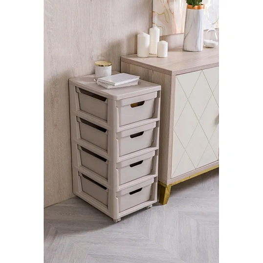 Комод BP_на колесах LUXE, 4 ящика, 300х385х690 мм (Светло-бежевый)