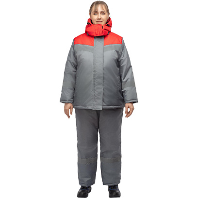 Куртка рабочая зимняя женская з46-КУ сер/крас (р.56-58) 170-176