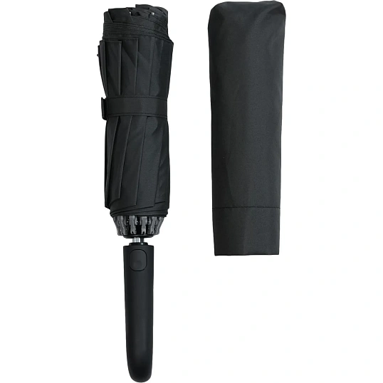 Зонт обратного сложения inLoop с ручкой-карабином, черный 22329.30