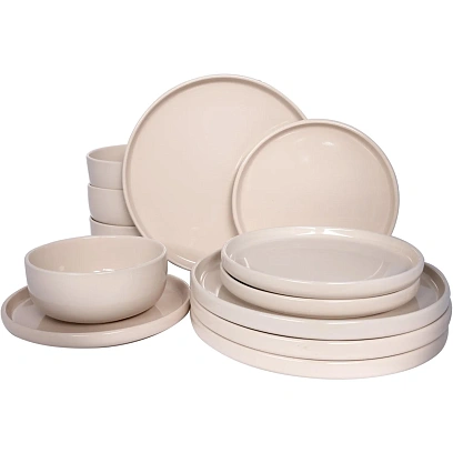 Набор столовой посуды 12 пр, цв.кремовый