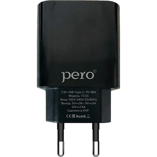 Зарядное устройство сетевое PERO TC03 PD 18W черный