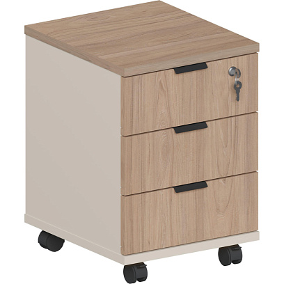 Тумба мобильная Комус Мебель Easy One 3ящ подкатн. Вяз Шв/Кшм (250317)