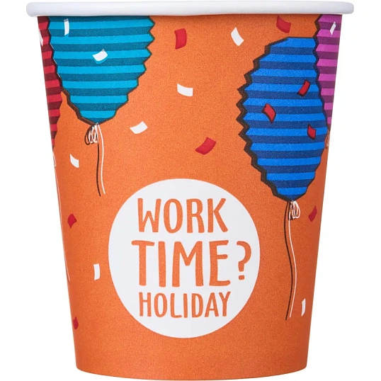 Стакан одноразовый бум односл. 250 мл d-80мм Time to work МИКС  50шт/уп