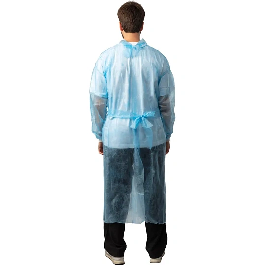 Халат н/с , на завязк, рук.манж, дл.110см, XXL,пл 20, голуб, 10 шт/уп