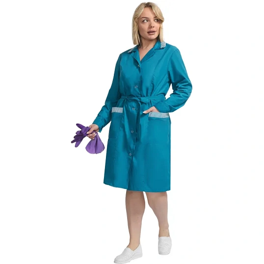 Халат для горничных и уборщиц у01-ХЛ дл.рук бирюз(р.44-46) 170-176