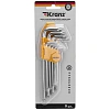 Набор ключей имбус.Tamper-Torx KRANZ 9шт ТТ10-50 закал. удл ник. KR-12-5221