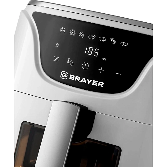 Аэрогриль BRAYER 2036BR-WH,1500Вт,5л,t.200С,съем.реш,тайм,LCD-дисп,7 прогр