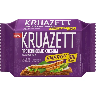 Хлебцы KRUAZETT Energy протеиновые с семенами льна, 150г