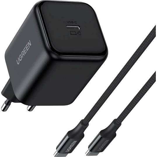 Зарядное устройство UGREEN X524,сет, с каб(65054)45W,USB-C,GaN, EU,черн