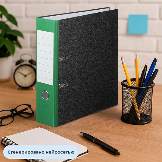 Папка-регистратор Attache Economy 80 мм мрамор с зелым кор,мет.уг.,бум/бум