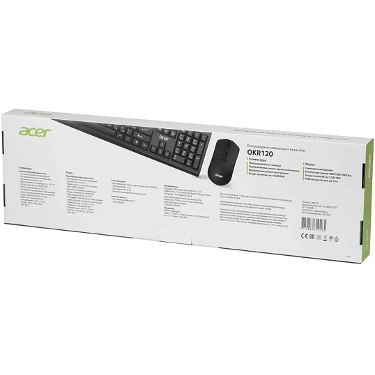Набор клавиатура+мышь Acer OKR120 клав:black мышь:black USB//(ZL.KBDEE.007)