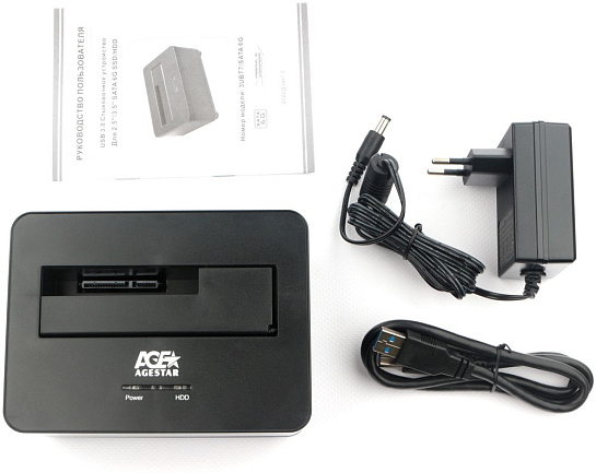 Док-станция AgeStar 3UBT7 (BLACK) 2,5/3,5SATAIII USB 3.0, пластик, черная