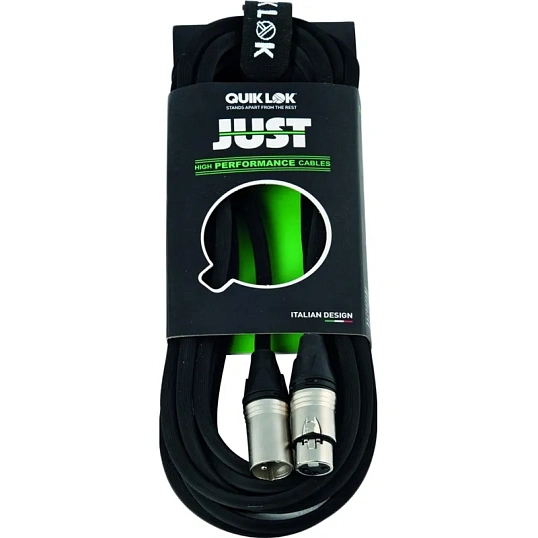 Кабель микрофонный Quik Lok Just MF 2 SL, метал. разъемы XLR/F - XLR/M, 2м