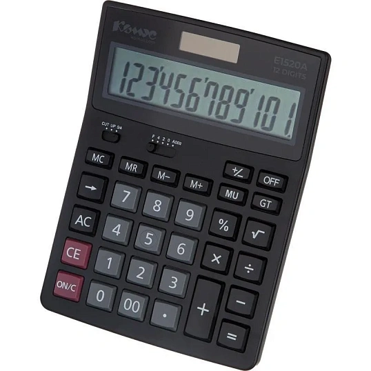 Калькулятор настольный ПОЛНОРАЗМ. КОМУС E1520A,12-р, дв.пит,183x135мм,черн