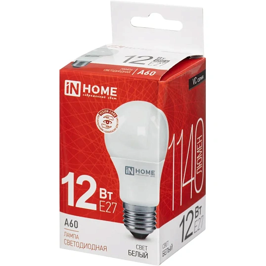 Лампа светодиодная LED-A60-VC 12Вт 230В Е27 4000К IN HOME