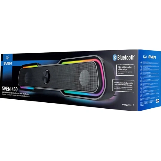 Колонки 2.0 Sven АС SVEN 450, черный, 10Вт, питание USB, BT (SV-020958)