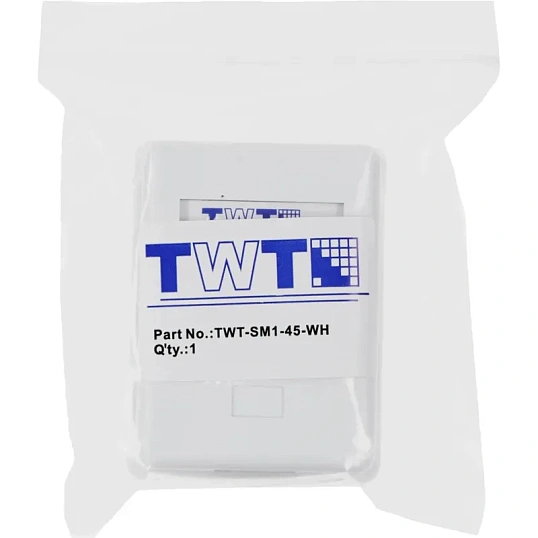 Розетка настенная TWT TWT-SM1-45/S-WH, 1 порт RJ-45 кат. 5е, STP, белая