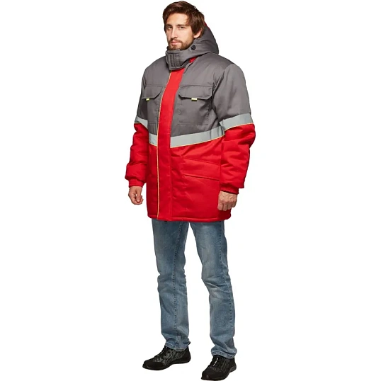 Куртка рабочая зимняя муж з43-КУ крас/сер (р.48-50) 182-188 (серия З)