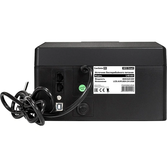 ИБП ExeGate NEO Smart LHB-850,лин.инт,850VA/510W, LCD, 8xEURO(EX295014RUSk)
