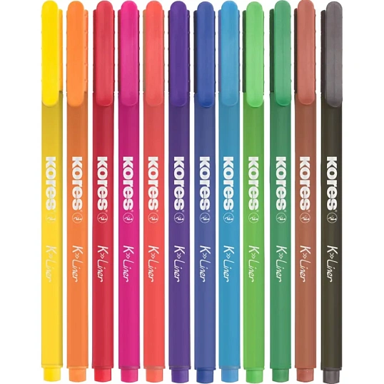 Набор линеров Kores 0,4мм набор из 12цв./уп, пластик, 28112