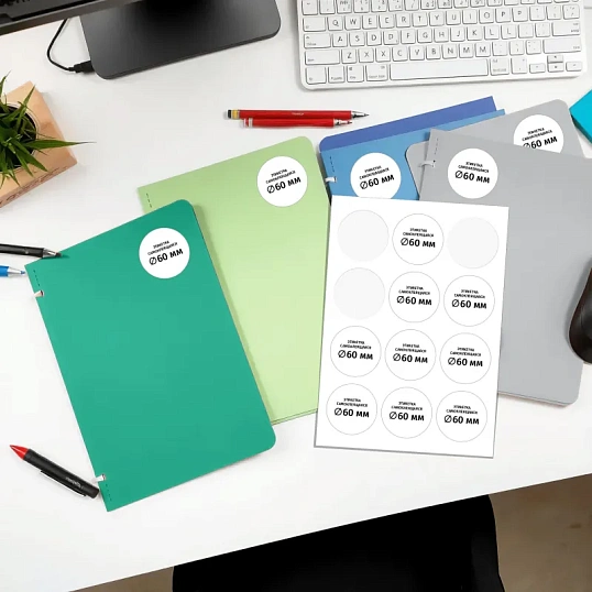 Этикетки самоклеящиеся  d=60 мм/12 шт. на листе А4 (100 л