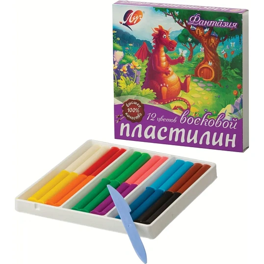Пластилин воск. Луч Фантазия 12 цв 210 г со стеком, 25с 1523-08