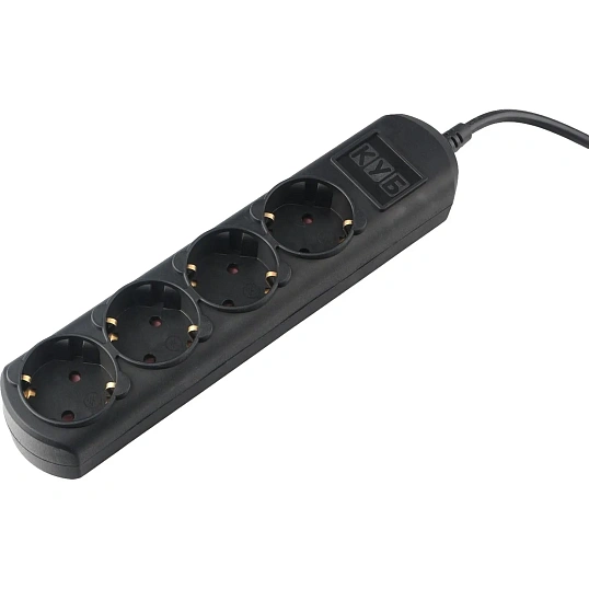 Удлинитель Power Cube 1,5м, 4р, без выкл., 10А черн. (PC-1B-1,5M)