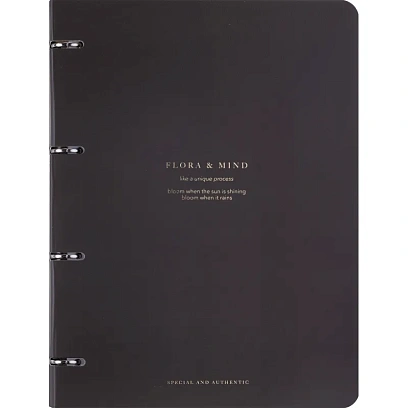 Тетрадь общая, BS, А4, 120л., клетка, кольца, . Flora, черный N4238