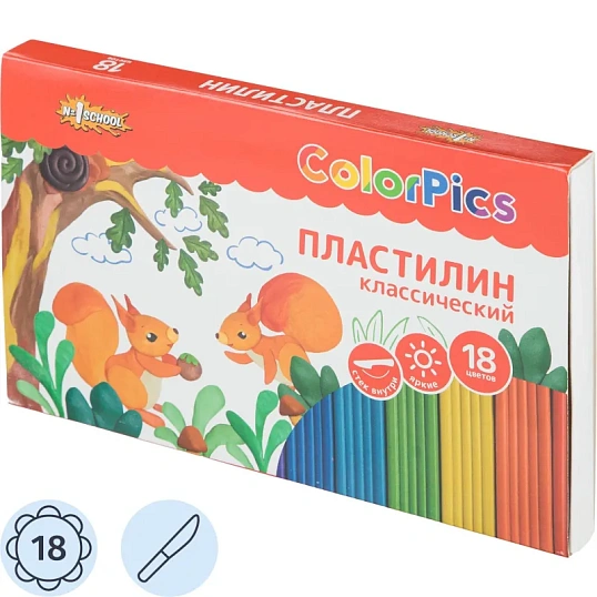 Пластилин клас.Комус Класс(№1 School)Color Pics наб.18 цв,360г,СО СТЕКОМ
