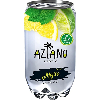 Напиток Aziano Mojito газированный, ж/б, 0,350л