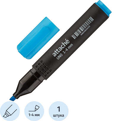 Маркер текстовыделитель Attache Economy Uno 1-4мм синий