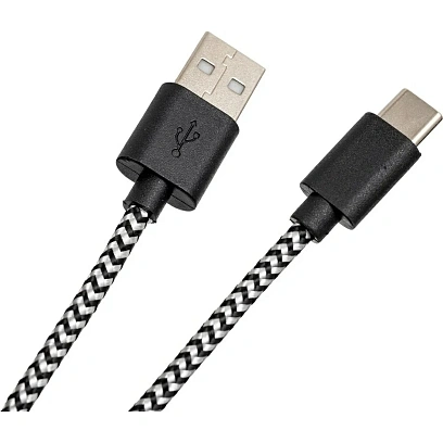 Кабель PERO DC-04 Type-C, 3А, 2м, Silver-black (Fast Charge)