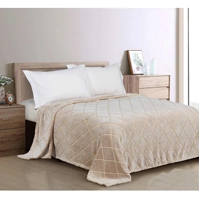 Плед велсофт  150х200см 260гр Бежевый ромб 16-1318 G