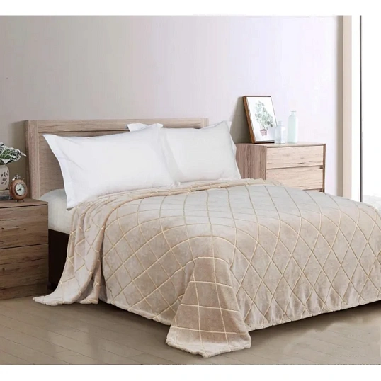 Плед велсофт  150х200см 260гр Бежевый ромб 16-1318 G