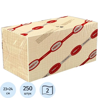 Салфетки бумажные 2сл 23х24 см шампань 250 шт/уп