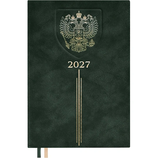 Ежедневник датированный 2027 ESCALADA А5 (146x211мм) 176л  герб зелен 73505
