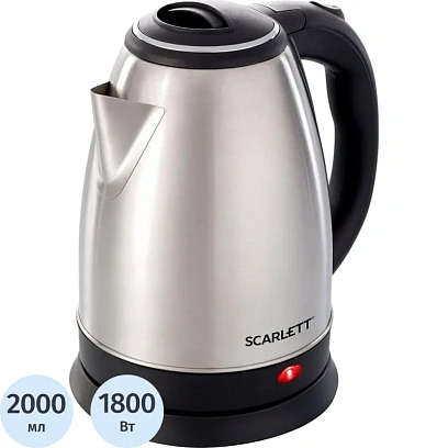 Чайник Scarlett SC-EK21S26, 2л, 1800Вт, (серебристый)