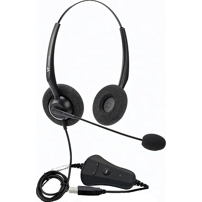 Гарнитура проводная VT1000-D USB, Дуо, усовершенствованный микрофон