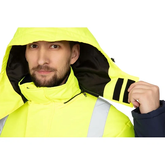 Куртка зимняя мужская зс04-КУ 48-50/182-188 флуоресц.жёлтый/син