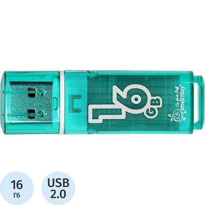 Флеш-память Smartbuy Glossy, 16Gb, USB 2.0, зел, SB16GBGS-G