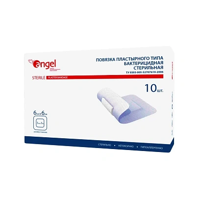 Повязка раневые бактерицидные 6x6  10шт/уп Angel