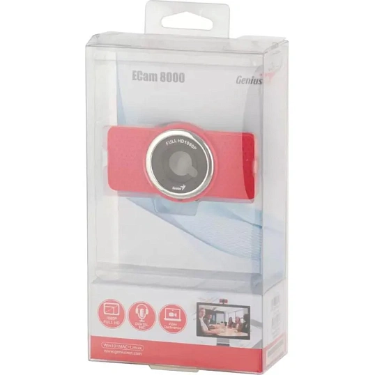Веб-камера GENIUS ECam 8000, микрофон, 1080P, красный