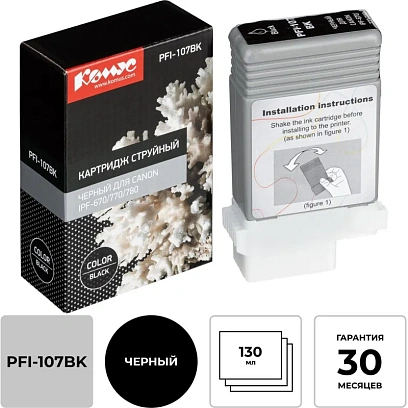 Картридж струйный Комус PFI-107BK чер.для Canon iPF-670/770/780