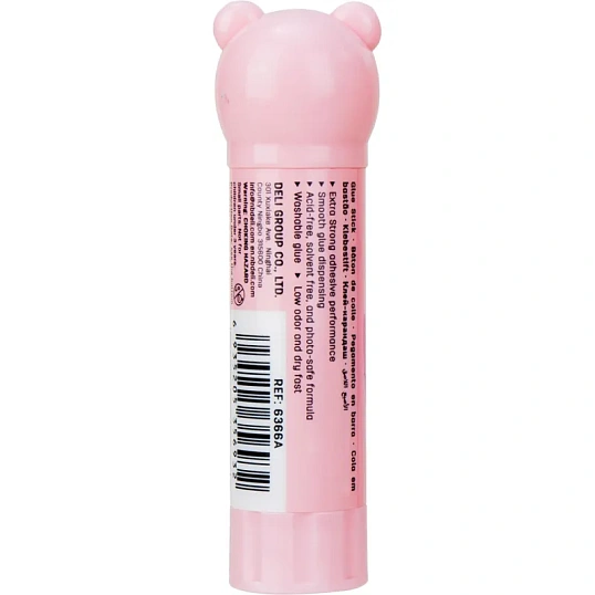 Клей-карандаш школьный 9г Deli с колпачком в форме зверька, ассорти E6366A