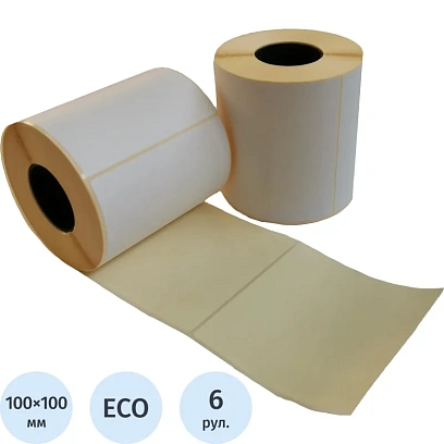 Термоэтикетки ЭКО 100х100 500 шт/рул вт.40 6 рул/кор