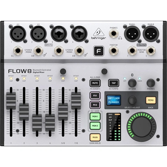 Микшерный пульт Behringer FLOW 8, цифровой, 8 кан, USB, Bluetooth