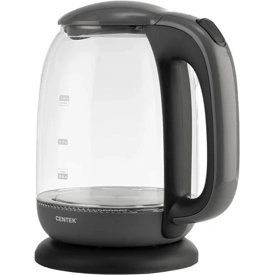 Чайник Centek CT-0034, 1.8л, 2200Вт, LED подсветка, кнопка,серый,стекло