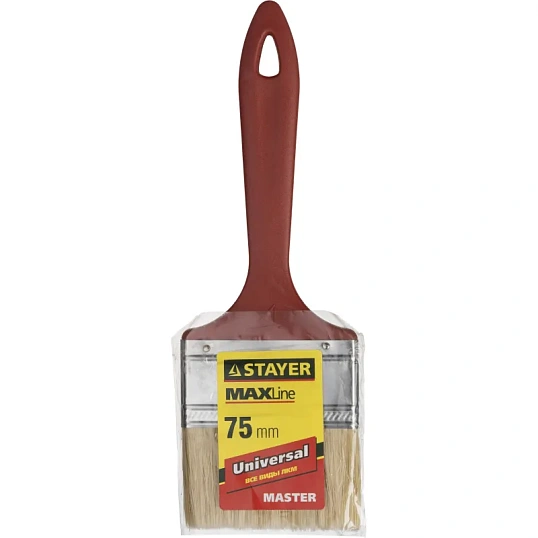 Кисть плоская STAYER UNIVERSAL-MASTER, натуральная щетина, 75мм 0107-75-Z01