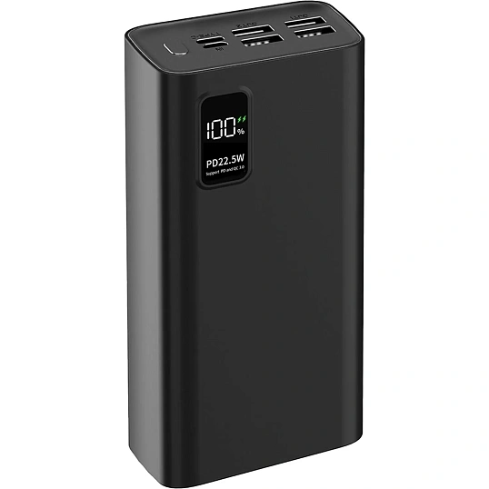 Внешний аккумулятор PERO PB07 30000 mAh,Li-Pol,output USB-C + 4USB-A,черный