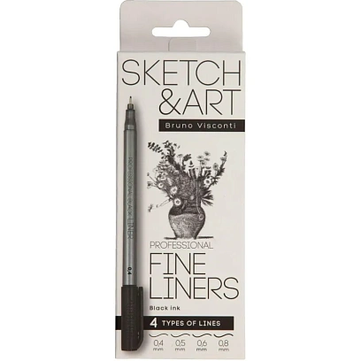 Набор линеров утолщенных Sketch&Art черного цвета, 4 шт. 36-0032